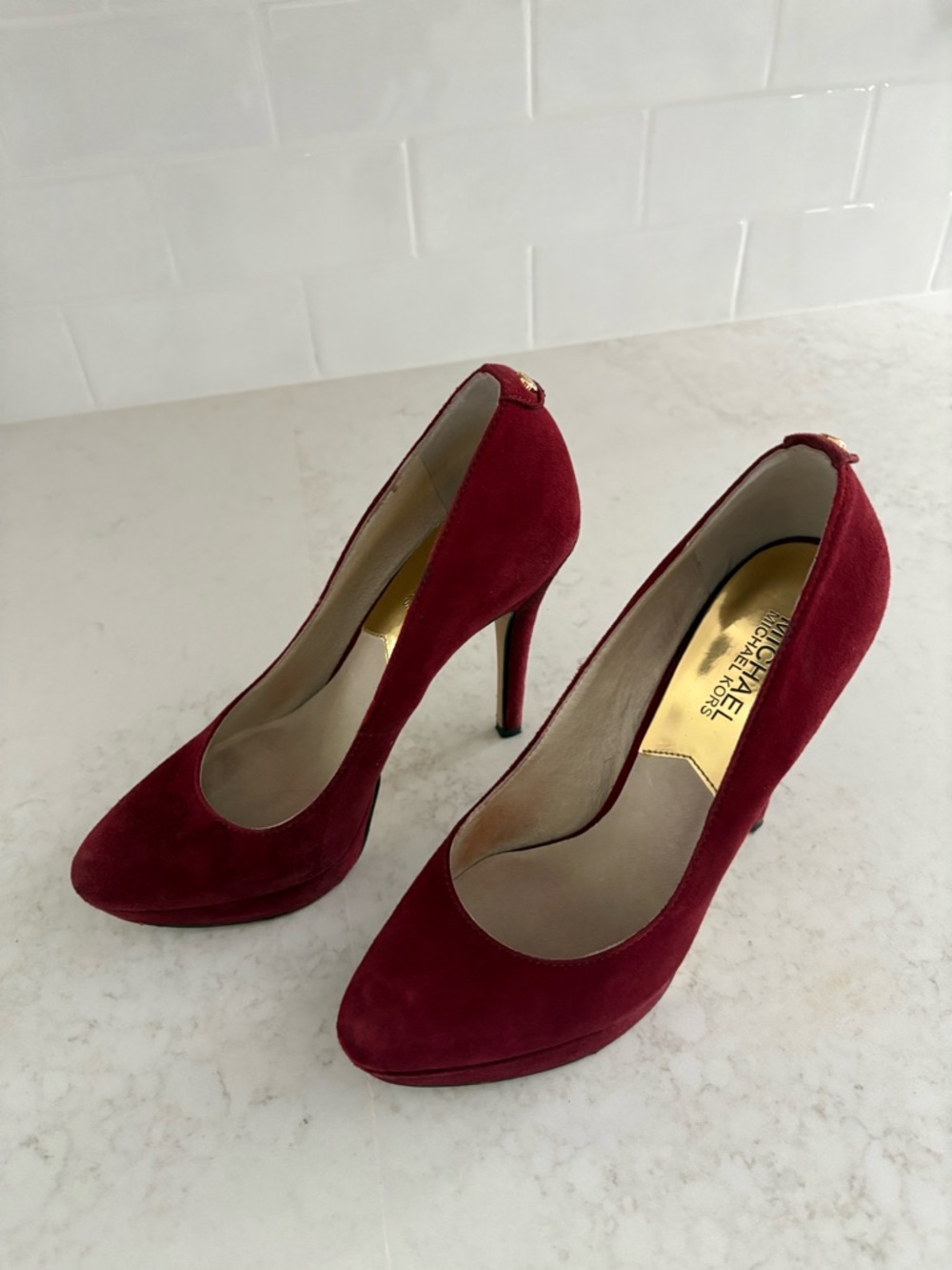 Michael Kors Burgundy Suede Stiletto Pumps Size 7.5